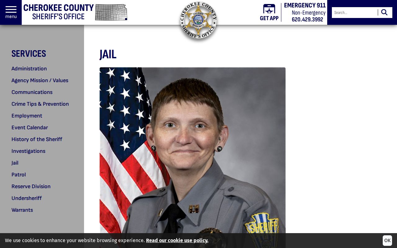 Cherokee County Sheriff jail operations page describing booking and release work